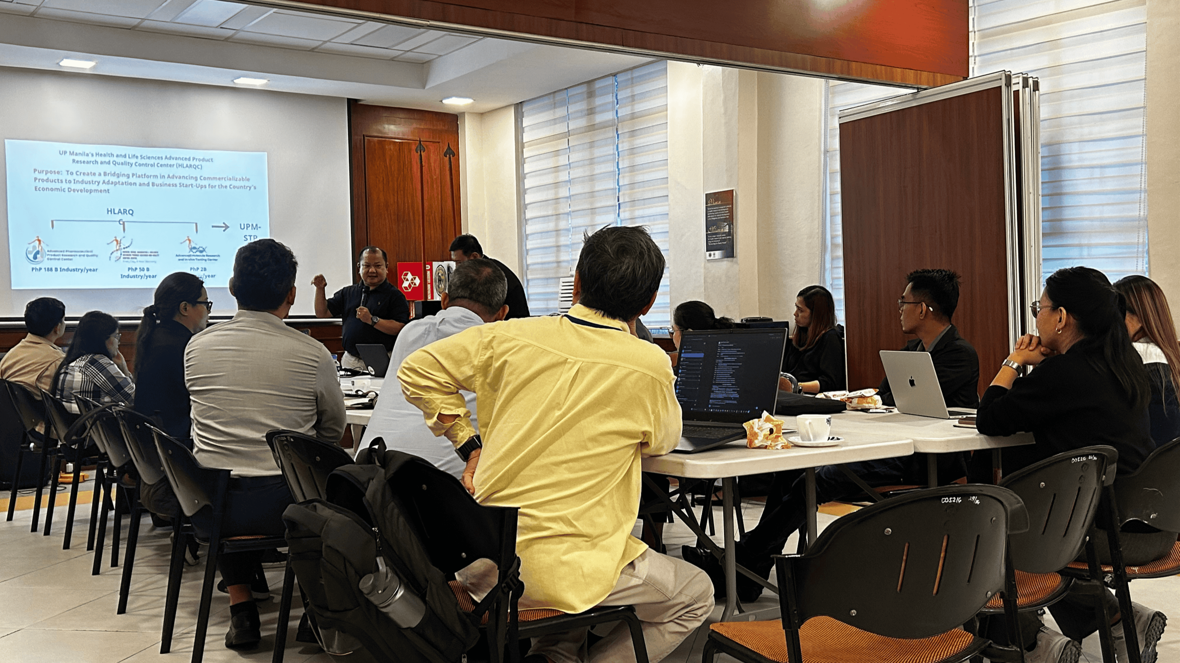 Professor and University Scientist II Dr. Raul V. Destura presents the proposed HLARQC project during the meeting.