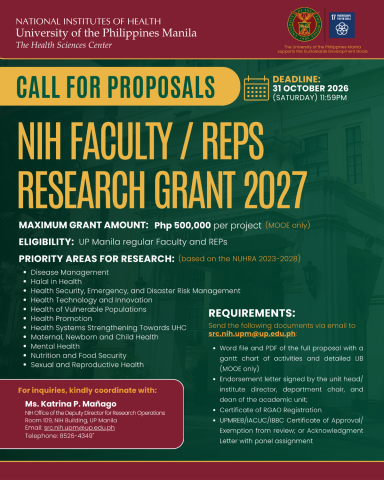 Call for Proposals NIH Faculty  REPS Research Grant 2027 PubMat