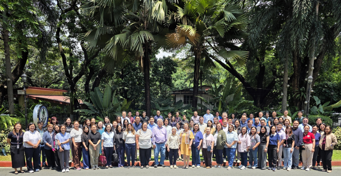 Faculty, researchers, and administrative personnel pose for a group photo during the NIH 2026–2030 Strategic Planning Workshop at the University Hotel, Diliman, Quezon City.